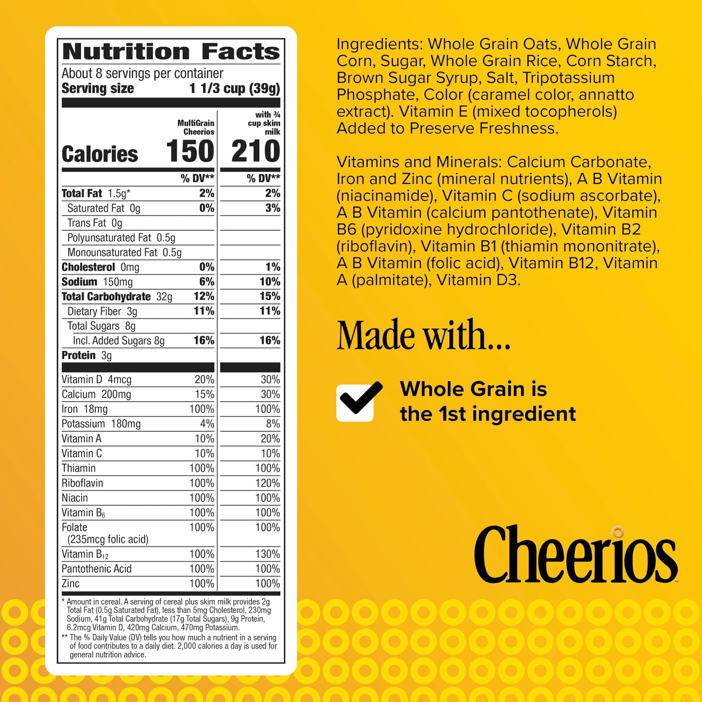 Multi Grain Cheerios, Heart Healthy Breakfast Cereal, Large Size, 12 oz