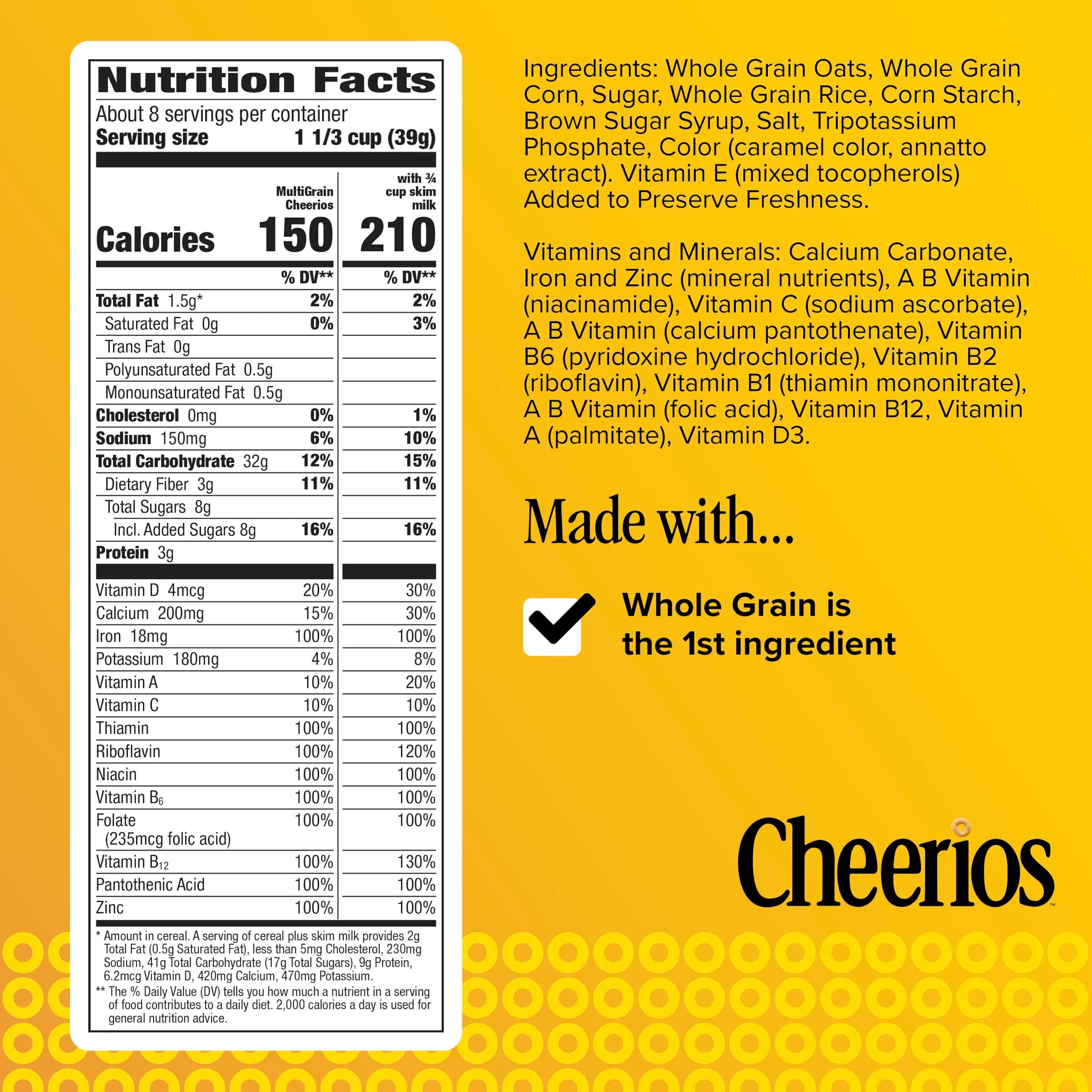 Multi Grain Cheerios, Heart Healthy Breakfast Cereal, Large Size, 12 oz