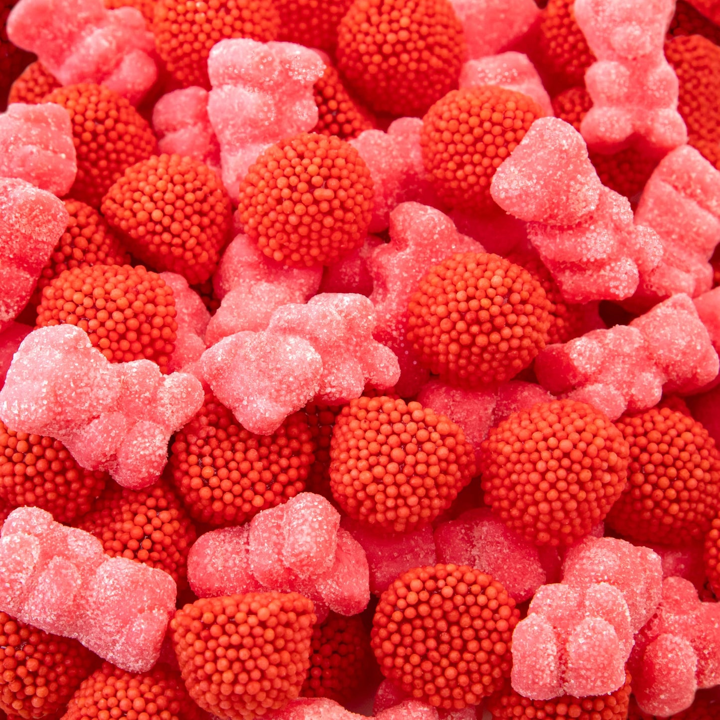 Pink Gummi Bears & Berry Candy Mix | 2-Pound Bag | Sour Tutti-Frutti Bears & Sweet Strawberry Berries | Pink Gummy Candy for Buffets & Dessert