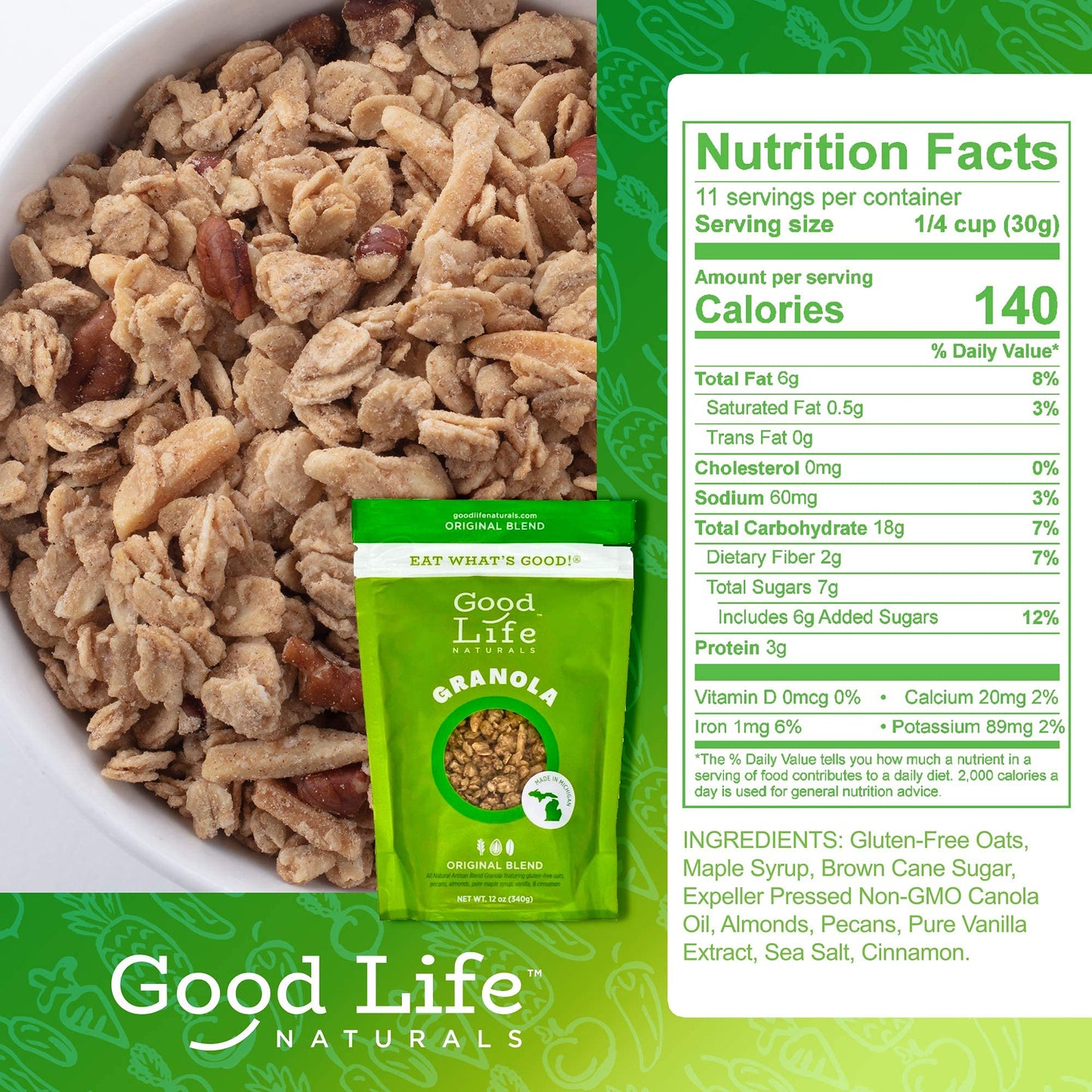 Good Life Natural’s Gluten Free Granola Cereal Variety 3 Pack | Apple Crisp, Cranberry Cherry & Original Blend | Natural Ingredients | No Artificial