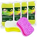 Scrub Sponge by Scrubit -Multipurpose Cellulose Cleaning Sponges with Non Scratch Scouring Pad for Dishes, Pots, Pans, Glass Cooktop - Super Absorbent