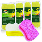 Scrub Sponge by Scrubit -Multipurpose Cellulose Cleaning Sponges with Non Scratch Scouring Pad for Dishes, Pots, Pans, Glass Cooktop - Super Absorbent