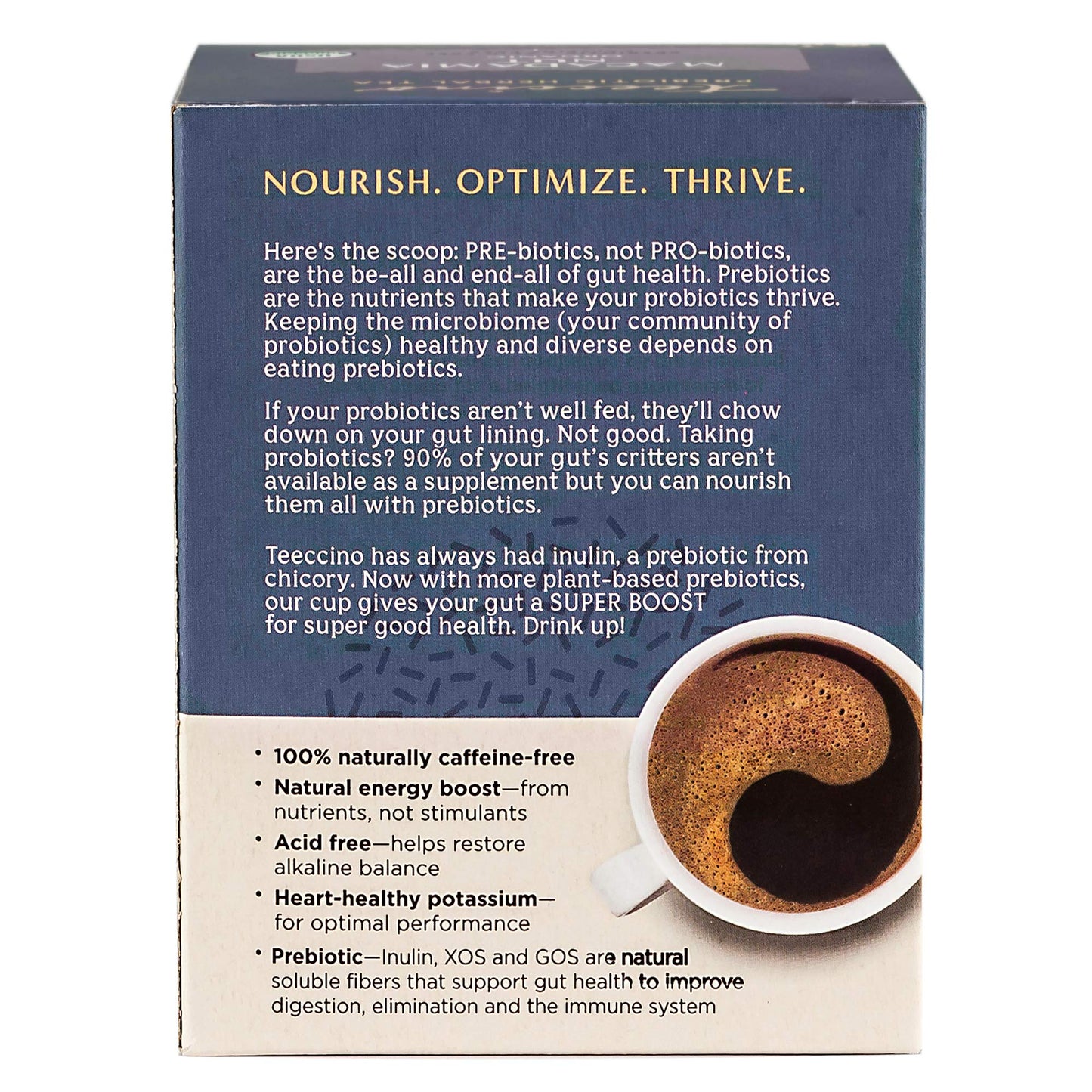 Teeccino Dark Chocolate - Prebiotic SuperBoost™ Herbal Tea - Support Your Probiotics with Prebiotics For Good Gut Health and Regularity, Digestive