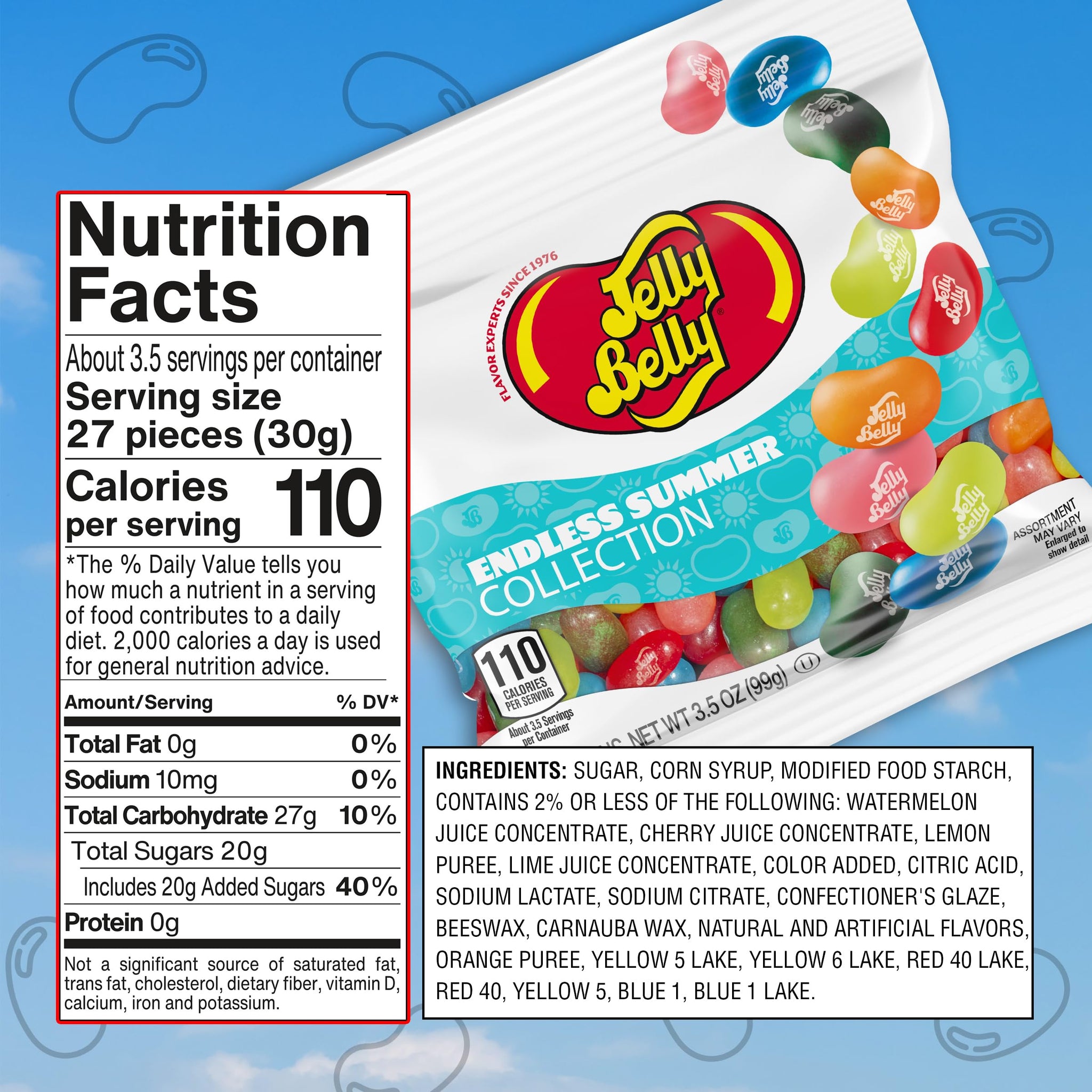 Jelly Belly Endless Summer Jelly Bean Collection, 3.5 oz Grab & Go Bags - Pack of 3 sold in Jelly Belly Bag