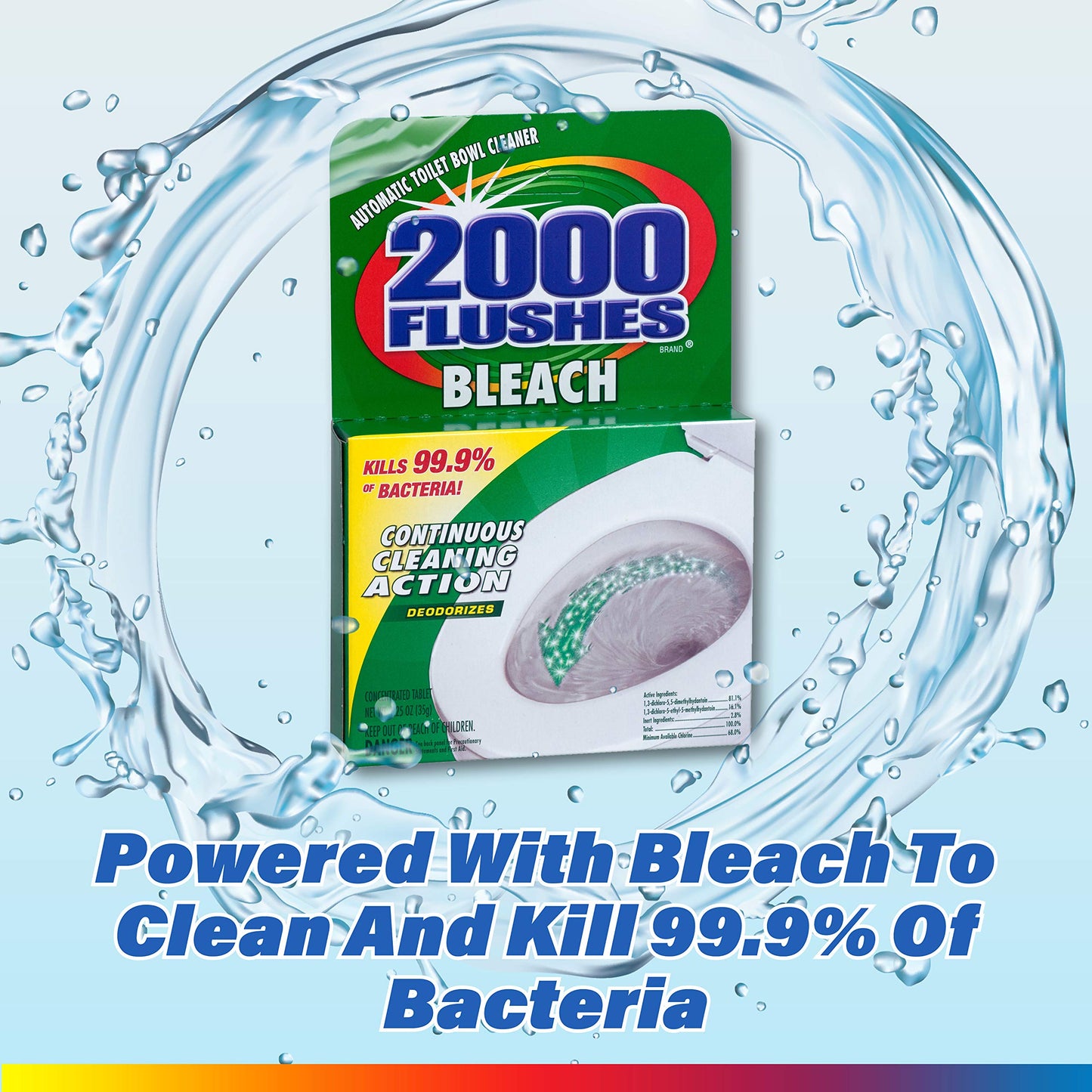 2000 Flushes Blue Plus Bleach Automatic Toilet Bowl Cleaner, 1.25 OZ