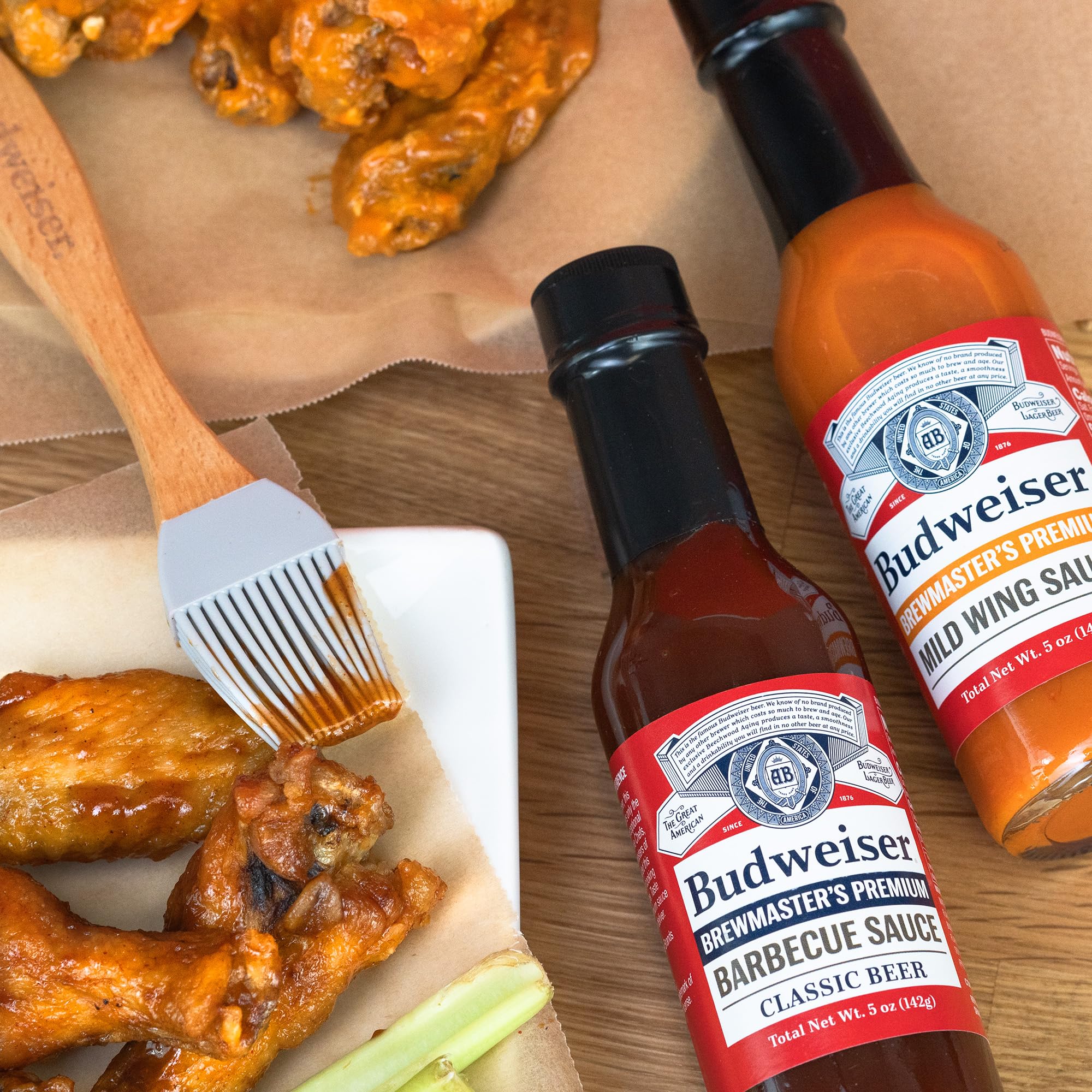 Budweiser BBQ Sauce Variety Pack - Grilling Sauce Gift Set with Basting Brush Perfect for Barbeques and Marinades - 3 x 6 oz