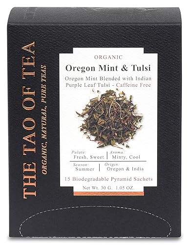 The Tao of Tea Oregon Mint & Tulsi Box Pyramid Sachets, 15 Pyramid Sachets