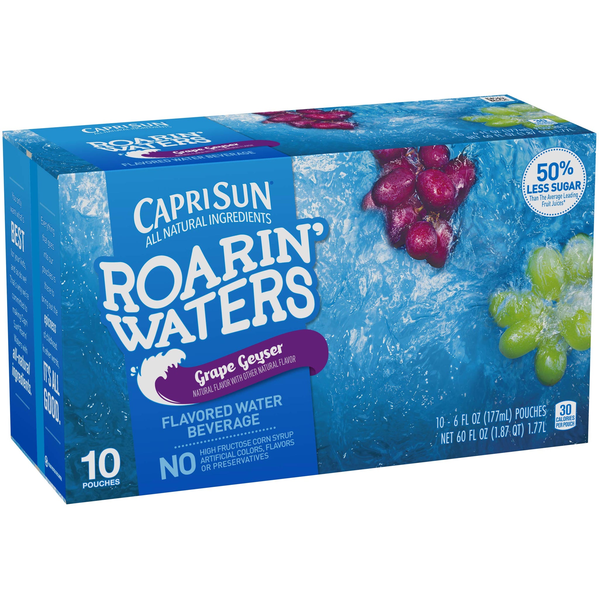 Capri Sun Roarin Waters Flavored Beverage Pouches, Grape, 15 Ounce