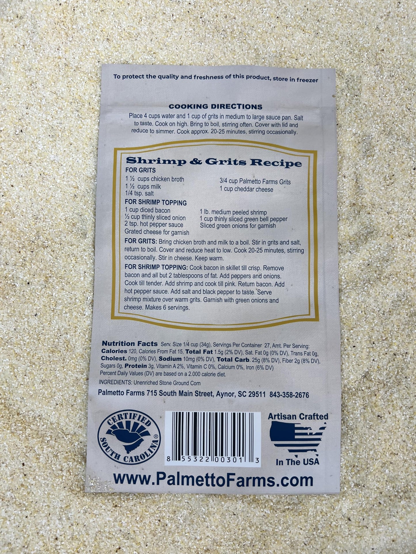 PALMETTO FARMS Stone Ground White Grits, 32 OZ