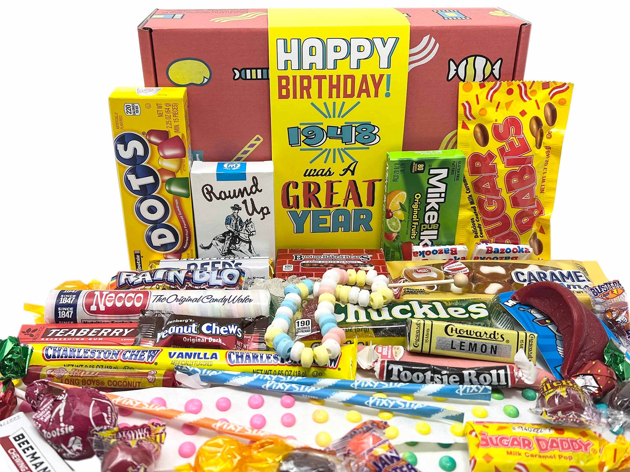 RETRO CANDY YUM ~ 1948 78th Birthday Gift Box Nostalgic Candy Mix from Childhood for 78 Year Old Man or Woman Born 1948 Jr
