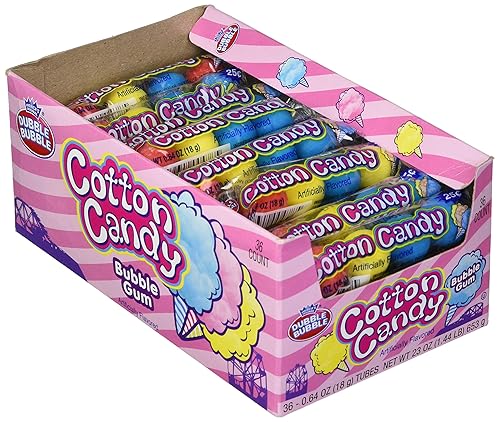Dubble Bubble 5 Gumballs Per Sleeve, 3 Flavors, Cotton Candy, 36 Candies (Pack of 12)