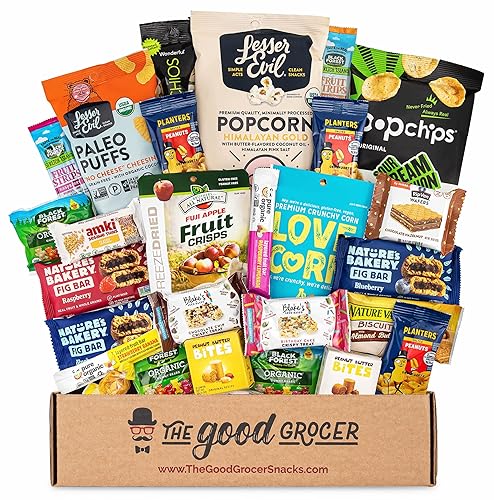 ALL NATURAL Healthy Snacks Care Package (30 Ct): Bars, Cookies, Puffs, Crispy Fruit, Trail Mix, Gift Box, Office Assortment Variety Pack, College