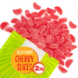 Cherry Slices Jelly Candy | 2 Pound Bag | Soft Sugar Dusted Fruit Slices with Classic Cherry Flavor | Fruit Jellies for Holiday Candy Buffets