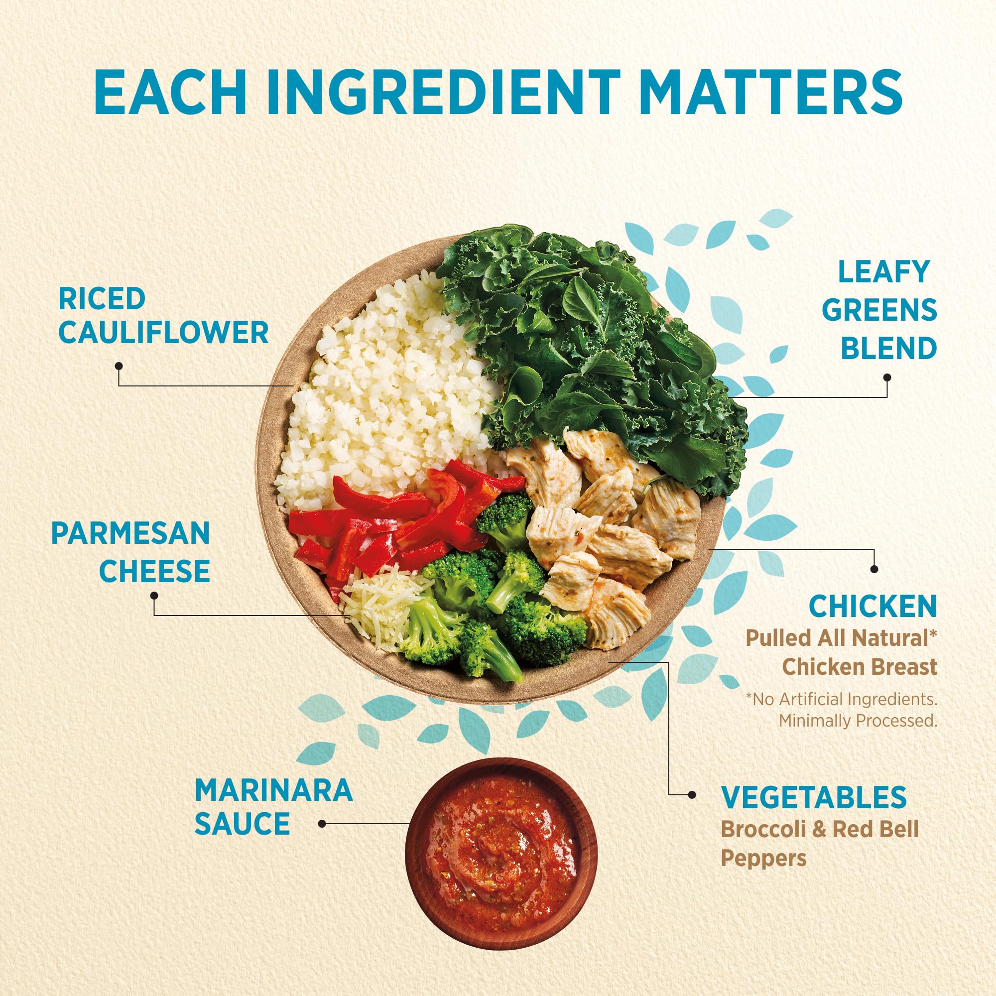 Healthy Choice Power Bowls Chicken Marinara With Riced Cauliflower, Grain and Gluten Free Meal Made With No Preservatives, Frozen Meal,