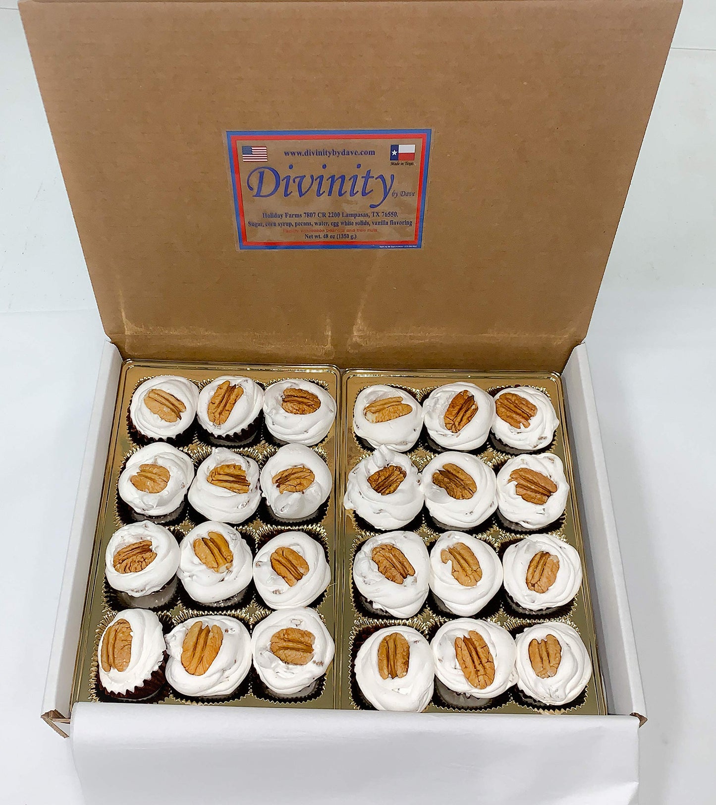 24 Piece Divinity Gift Box (With Pecans) Old Fashioned Divinity, Just Like Home Made Divinity.