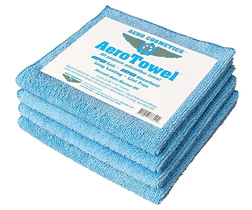 Aero Cosmetics All-Purpose Microfiber Cleaning Towels (4-Pack) Cleaning Cloth for Wet or Waterless Wash - Highly Absorbent, Lint-Free, Car, RV