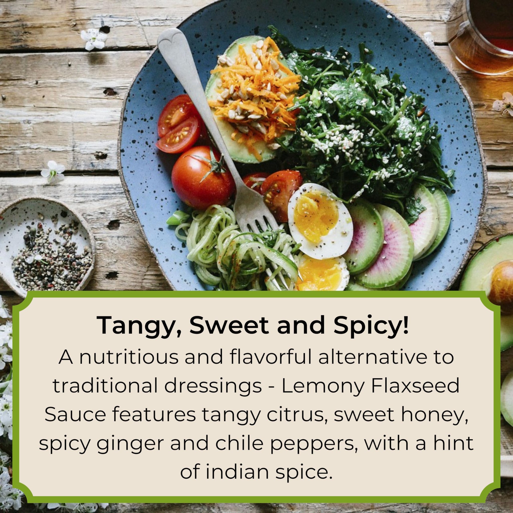 Laxmi’s Delights Lemony Flaxseed Dressing with Ginger and Honey - Spicy | Healthy Salad Dressing Packets, Organic, Vegetarian, Gluten Free, Dairy