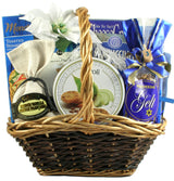 Gift Basket Village - Grand Hanukkah Celebration Gourmet Gift Basket: Cocoa, Cookies, Chocolates, and More, Perfect for the Festival of Lights