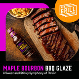 Hey Grill Hey | BBQ Glaze | BBQ Sauce | Bourbon Glaze | Sweet Sauce for Ribs, Chicken, Salmon | Grilling Essentials | Maple Bourbon