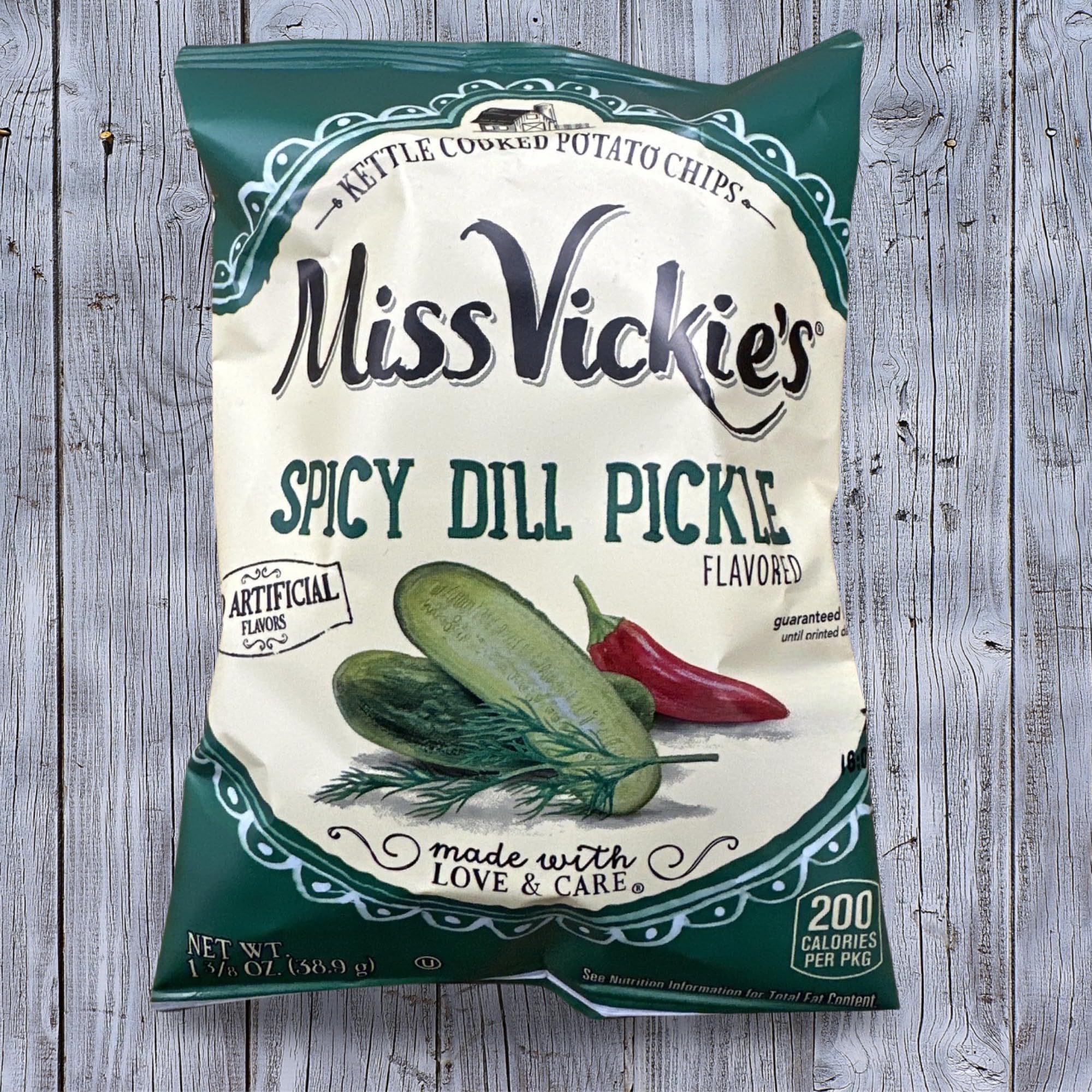 Miss Vickie's Spicy Dill Pickle Kettle Cooked Potato Chips, 1.375 Ounce (Pack of 64)