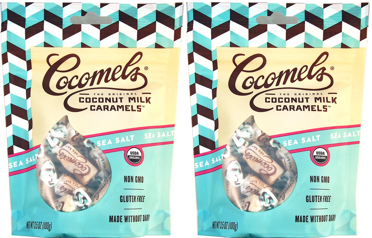 Cocomels Coconut Milk Caramels - Organic, Kosher, NON-GMO, Vegan - Made Without Dairy - Sea Salt 2 Pack