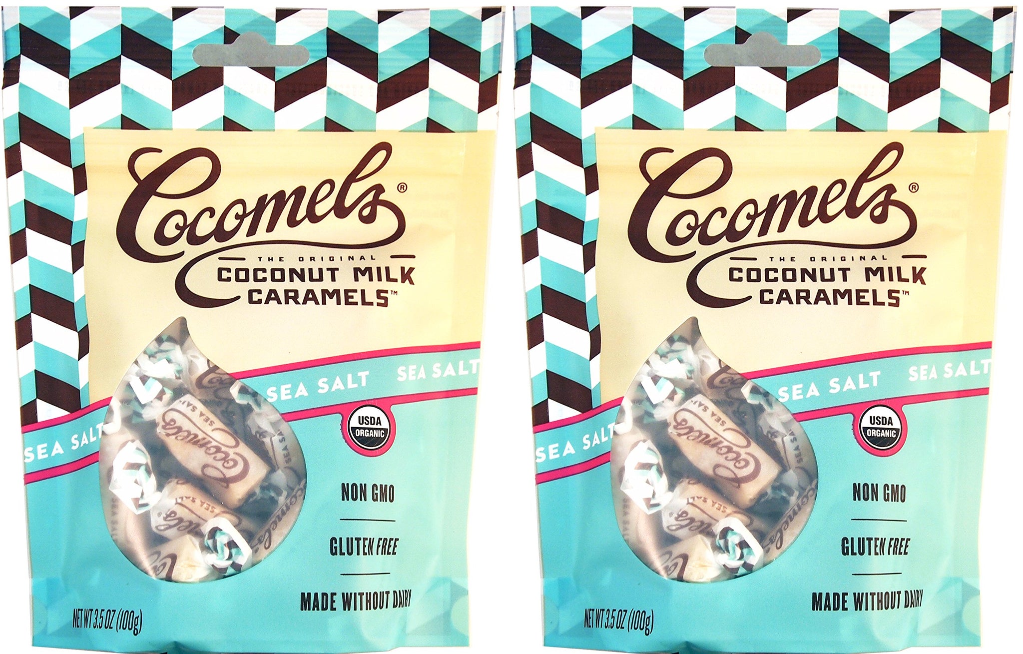 Cocomels Coconut Milk Caramels - Organic, Kosher, NON-GMO, Vegan - Made Without Dairy - Sea Salt 2 Pack