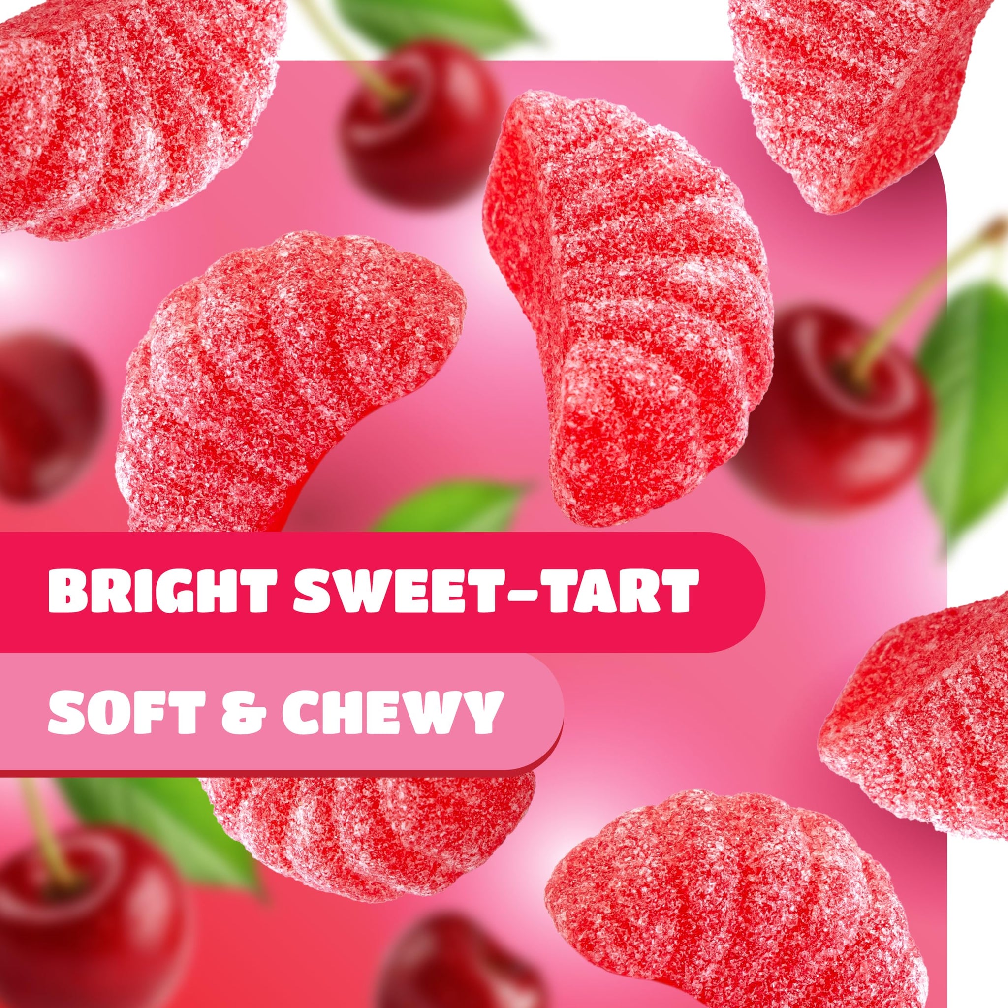 Cherry Slices Candy - 1 Pound Pack - Chewy Candy for Office Bowls & Holiday Buffets - Gelatin Free Jelly Candies for Snacking & Gifts - Nostalgic