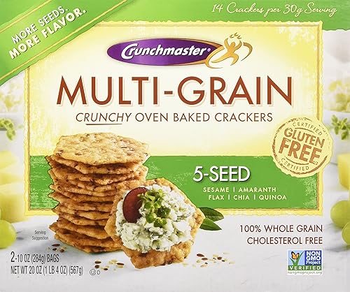 Crunch Master Crunchmaster Multi Grain Baked Crackers 5 Seed Multigrain (Net Wt 20 Ounce ),, ()