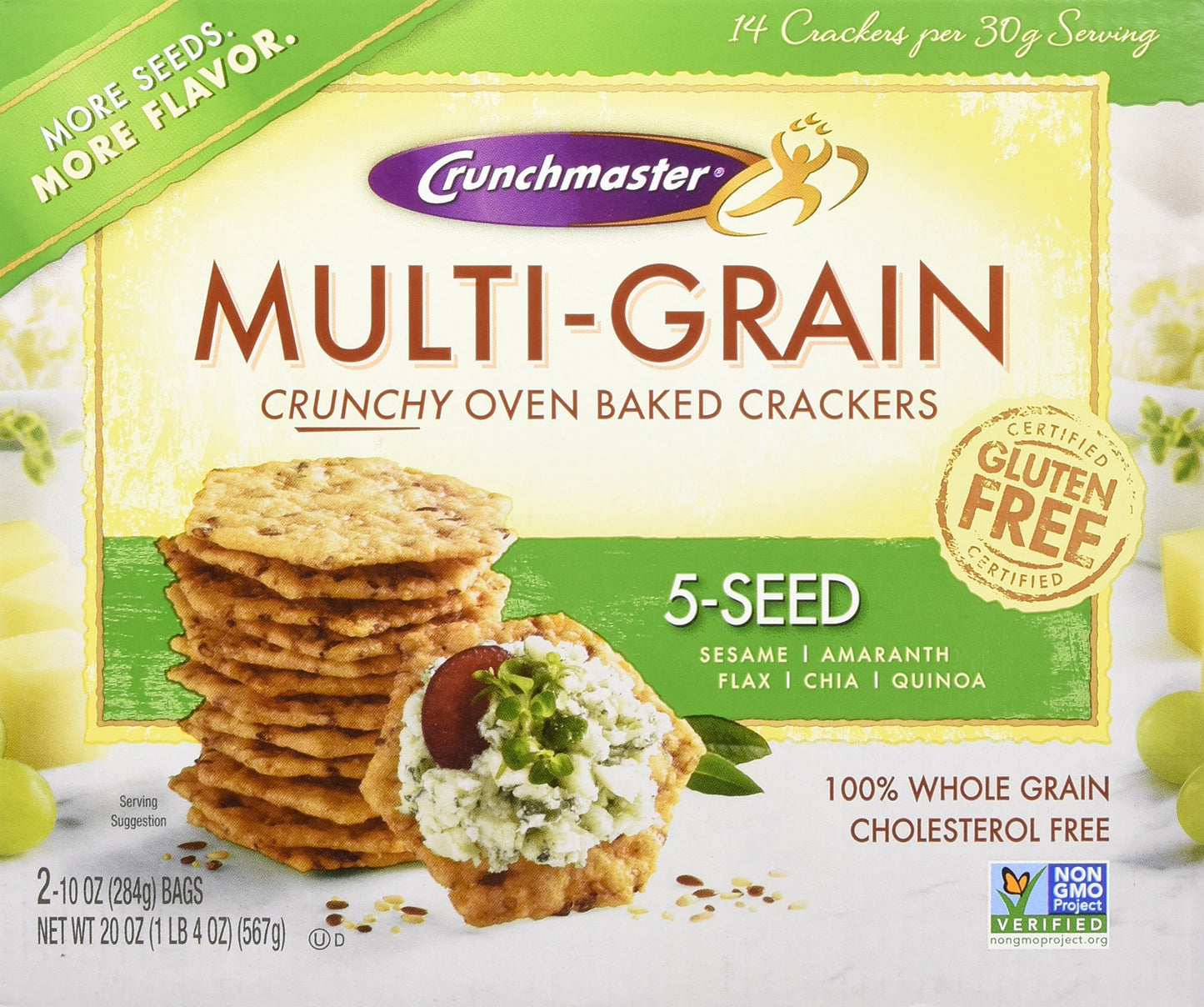 Crunch Master Crunchmaster Multi Grain Baked Crackers 5 Seed Multigrain (Net Wt 20 Ounce ),, ()