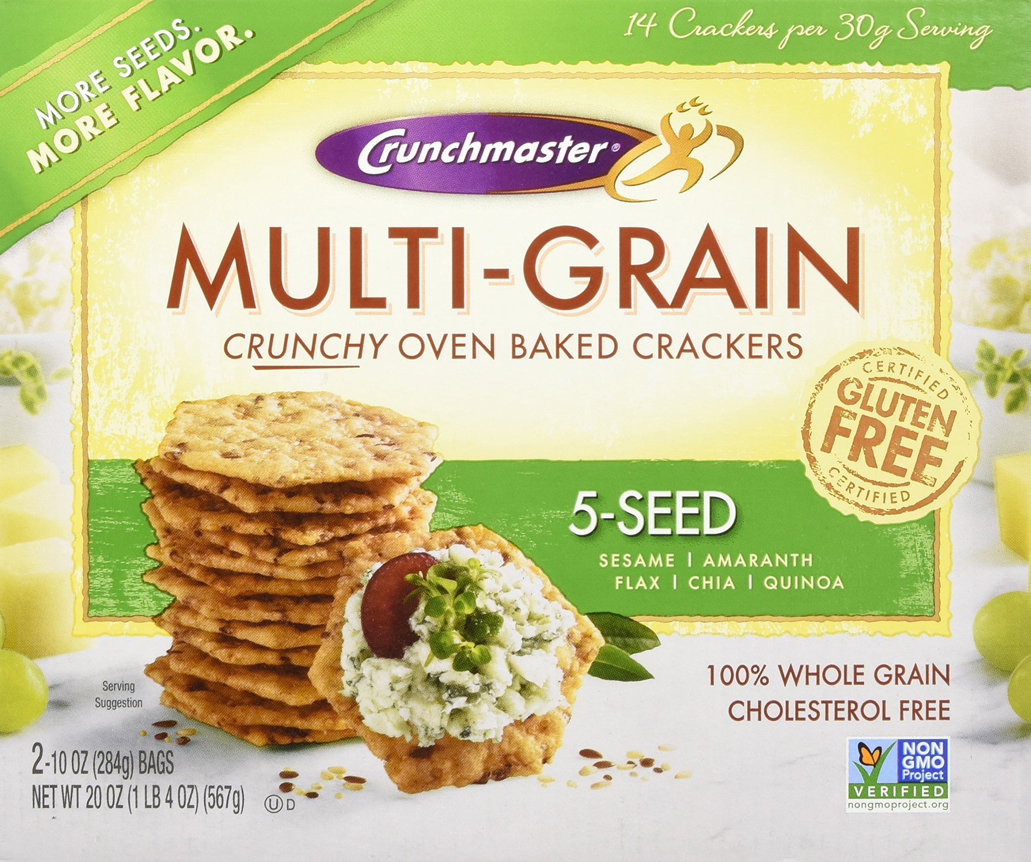Crunch Master Crunchmaster Multi Grain Baked Crackers 5 Seed Multigrain (Net Wt 20 Ounce ),, ()