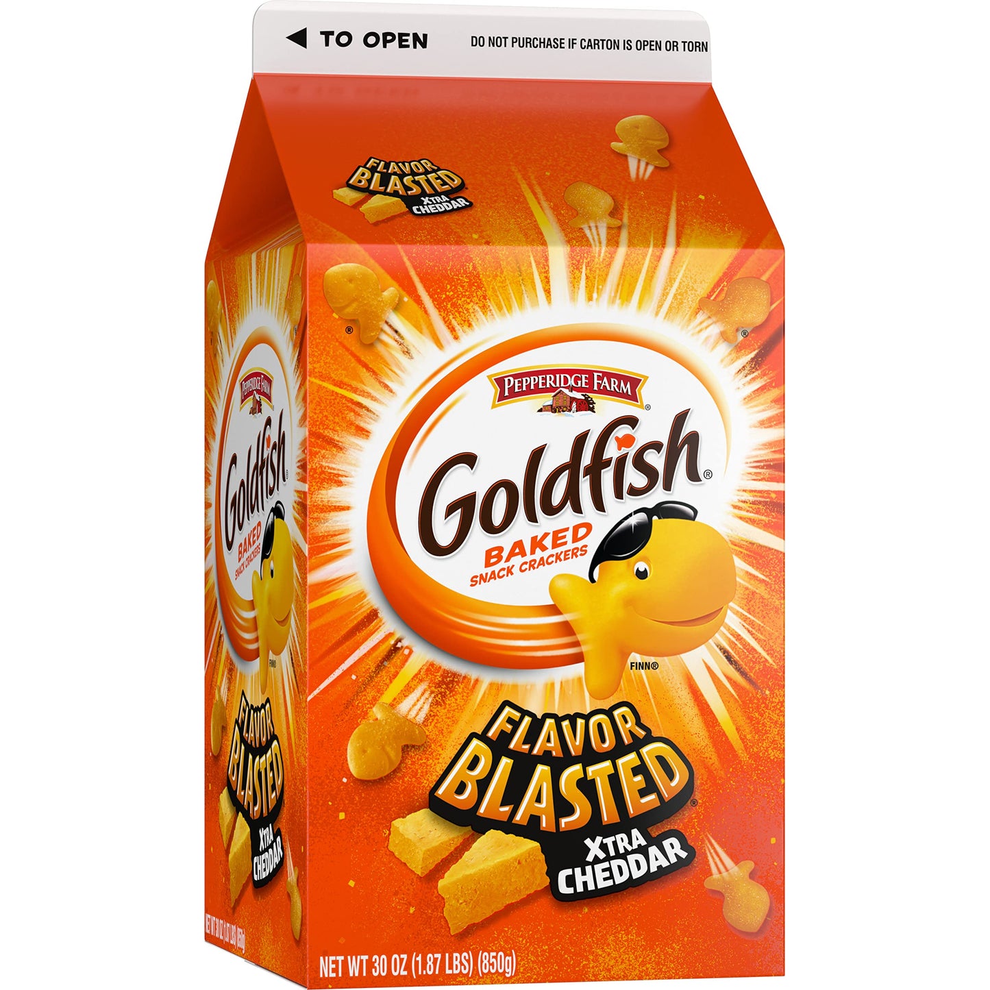 Pepperidge Farm Goldfish Flavor Blasted Xtra Cheddar Crackers, 30 Oz Carton, Pack of 6