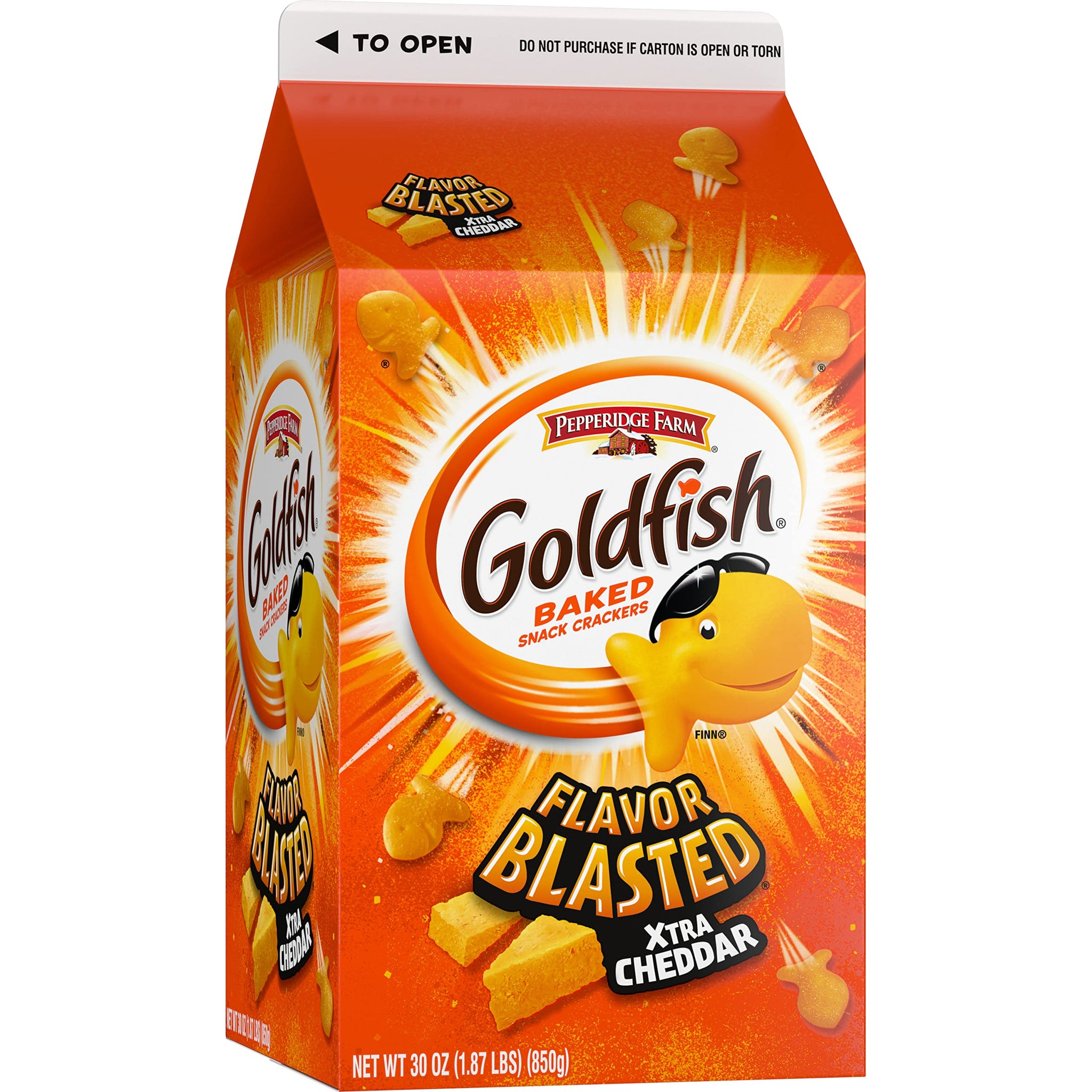 Pepperidge Farm Goldfish Flavor Blasted Xtra Cheddar Crackers, 30 Oz Carton, Pack of 6