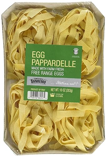 Compagnia Sanremo San Remo Italian Egg Pappardelle Pasta - Non-Gmo, Free Range Egg Traditional Pappardelle - 10 Oz (Pack Of 1) - Product Of Italy