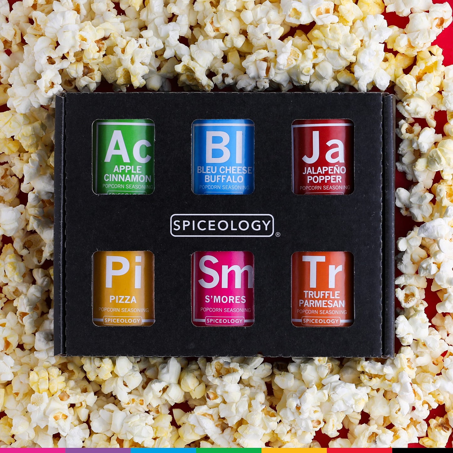 Spiceology - Popcorn Seasoning Variety Pack - 6 Gourmet Popcorn Spices & Seasonings - Apple Cinnamon, Bleu Cheese Buffalo, Jalapeño Popper, Pizza