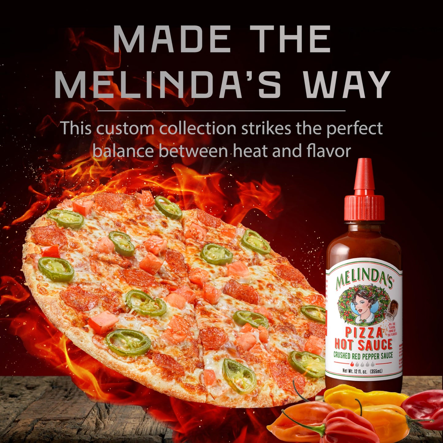 Melinda’s Pizza Collection - 6 Pack (70 Oz) - Gourmet Pizza Hot Sauce Gift Set with Hot Honey, Black Truffle, Jalapeño Ranch & More - Gluten Free