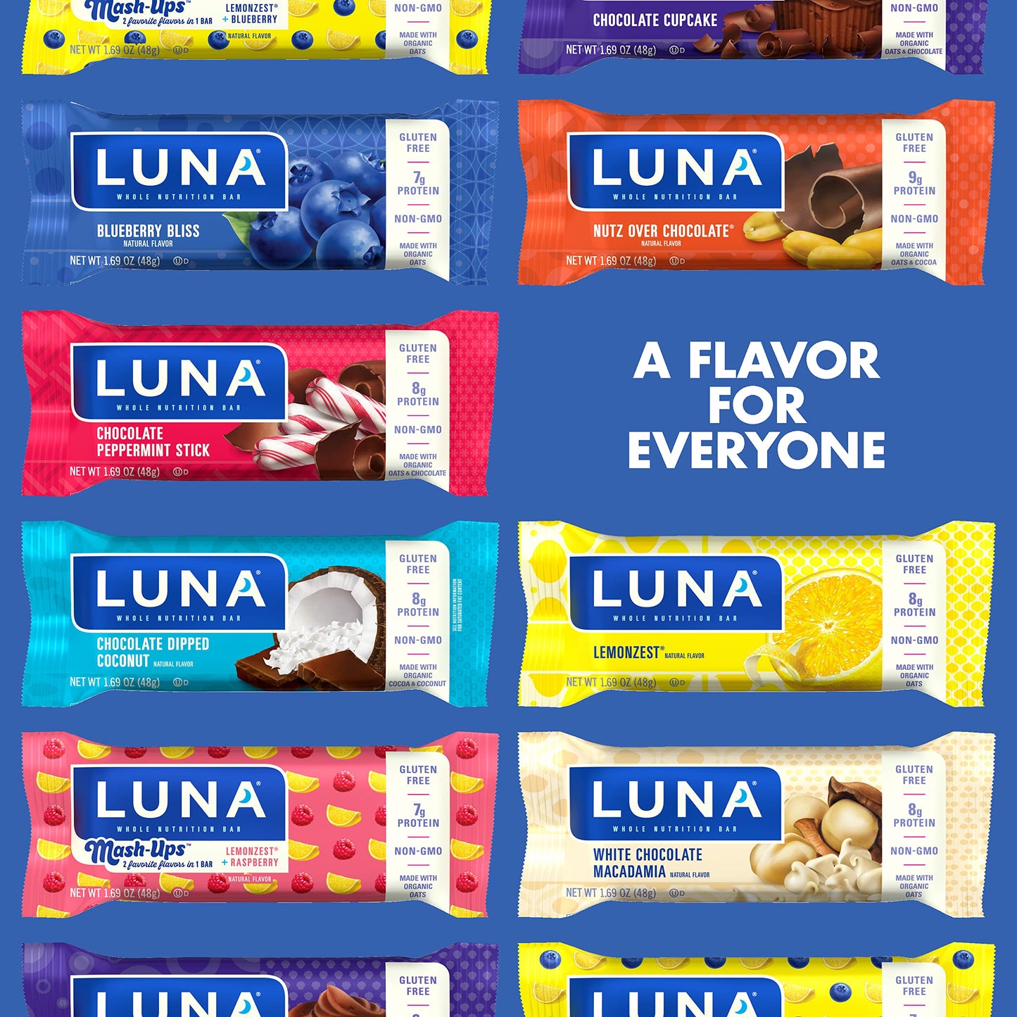 LUNA Bar - Gluten Free Snack Bars - Lemonzest 12ct + LUNA - Gluten Free Snack Bars - Nutz Over Chocolate 15ct