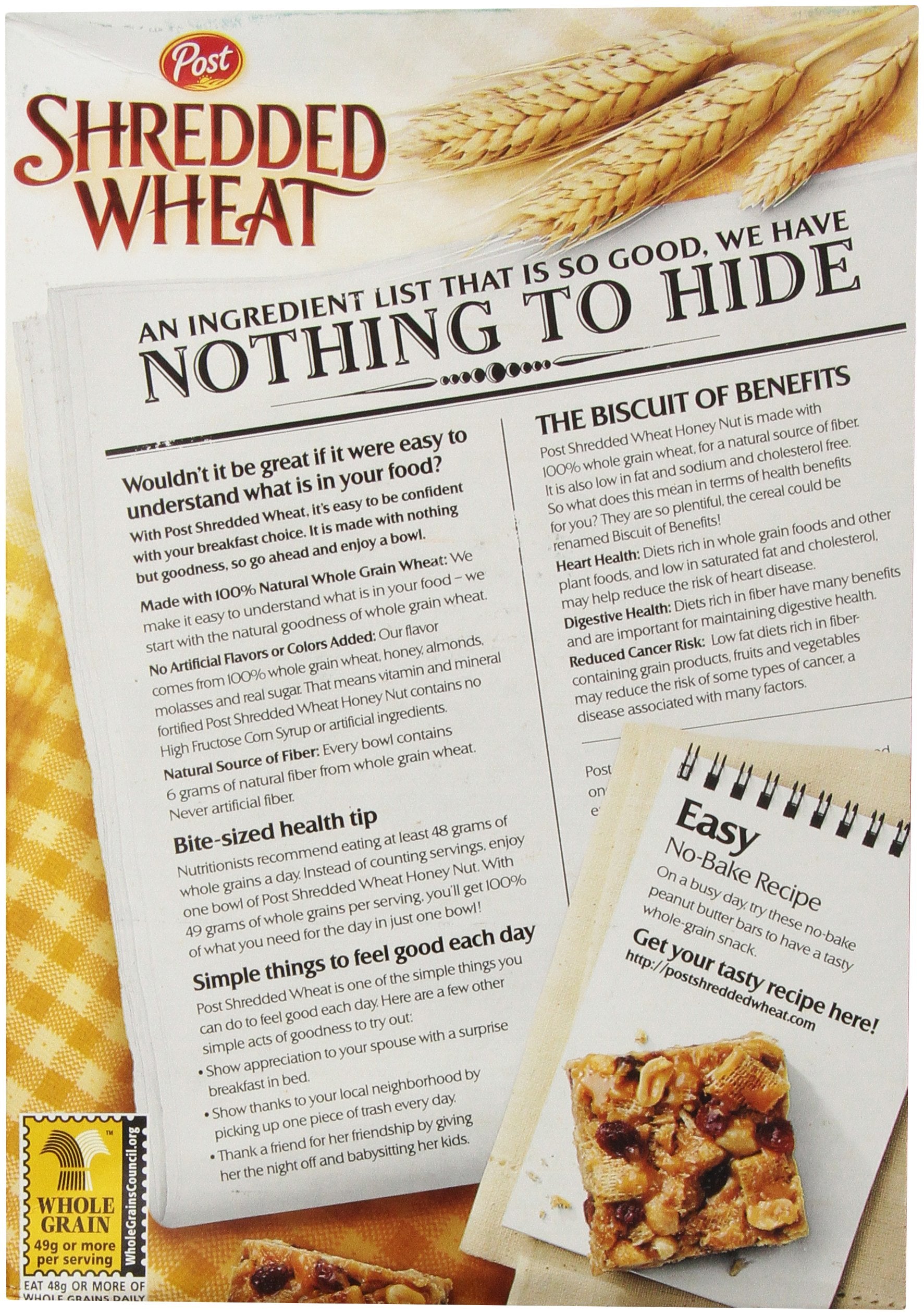 Post Honey Nut Shredded Wheat Cereal 20 oz (Pack of 12)