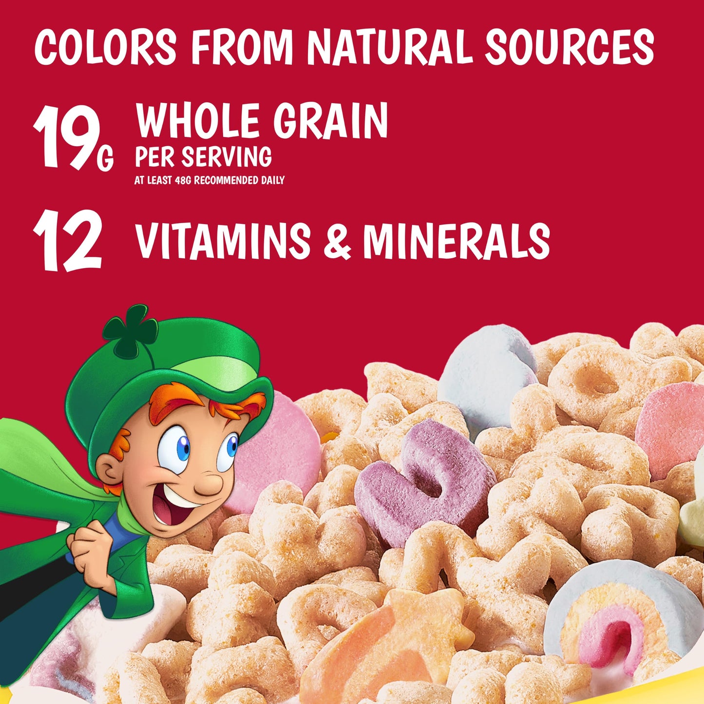 Lucky Charms Gluten Free Cereal with Marshmallows, Kids Breakfast Cereal, Made with Whole Grain, Family Size, 18.6 oz