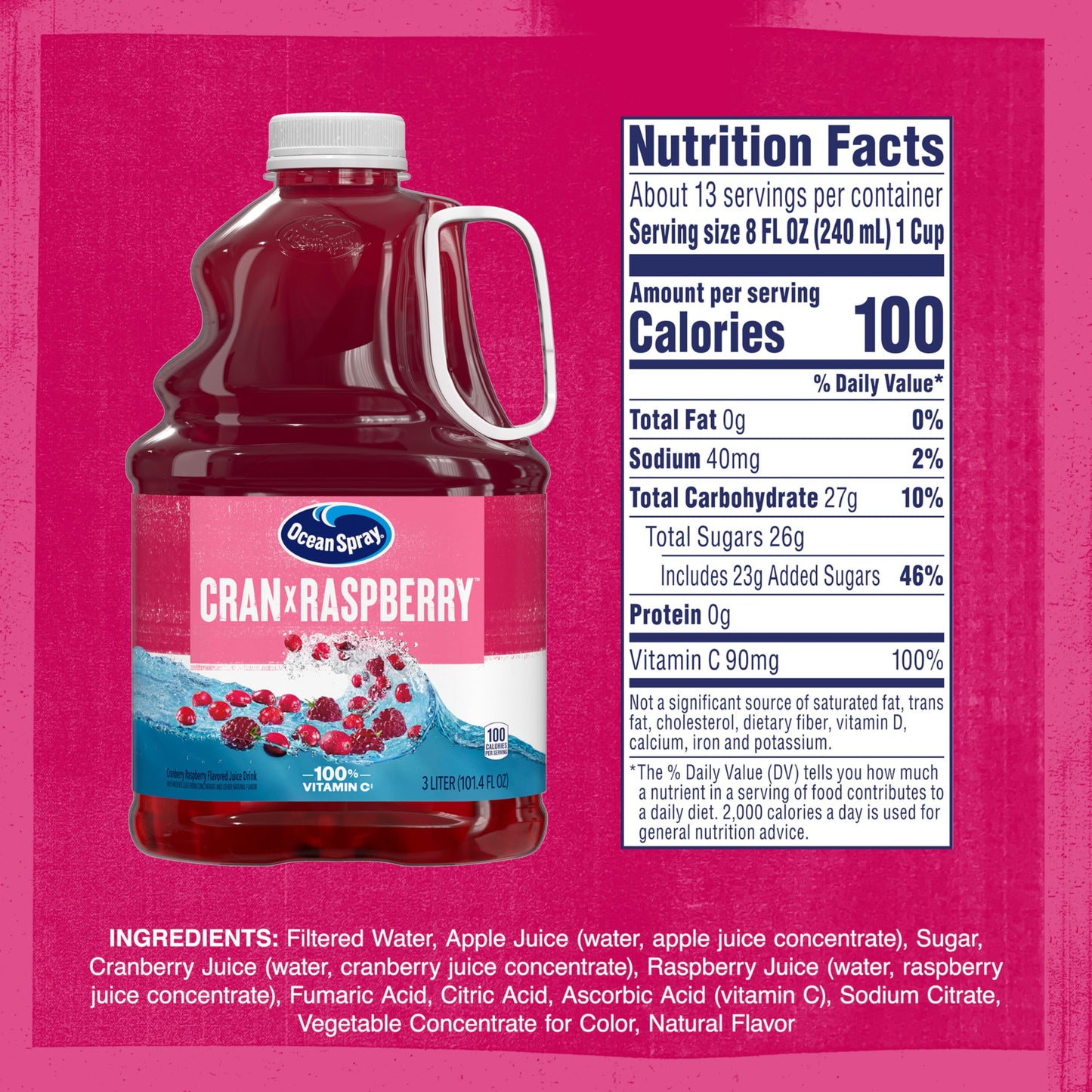 Ocean Spray® Cran-Raspberry® Cranberry Raspberry Juice Drink, 101.4 Fl Oz Bottle
