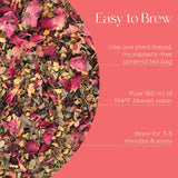 Brook37 Pink Rose Strawberry Eco Herbal Tea - Luxury Caffeine-Free Floral Blend with Hibiscus, Rose, Strawberry & Elderberry | Cold Brew or Mocktail |