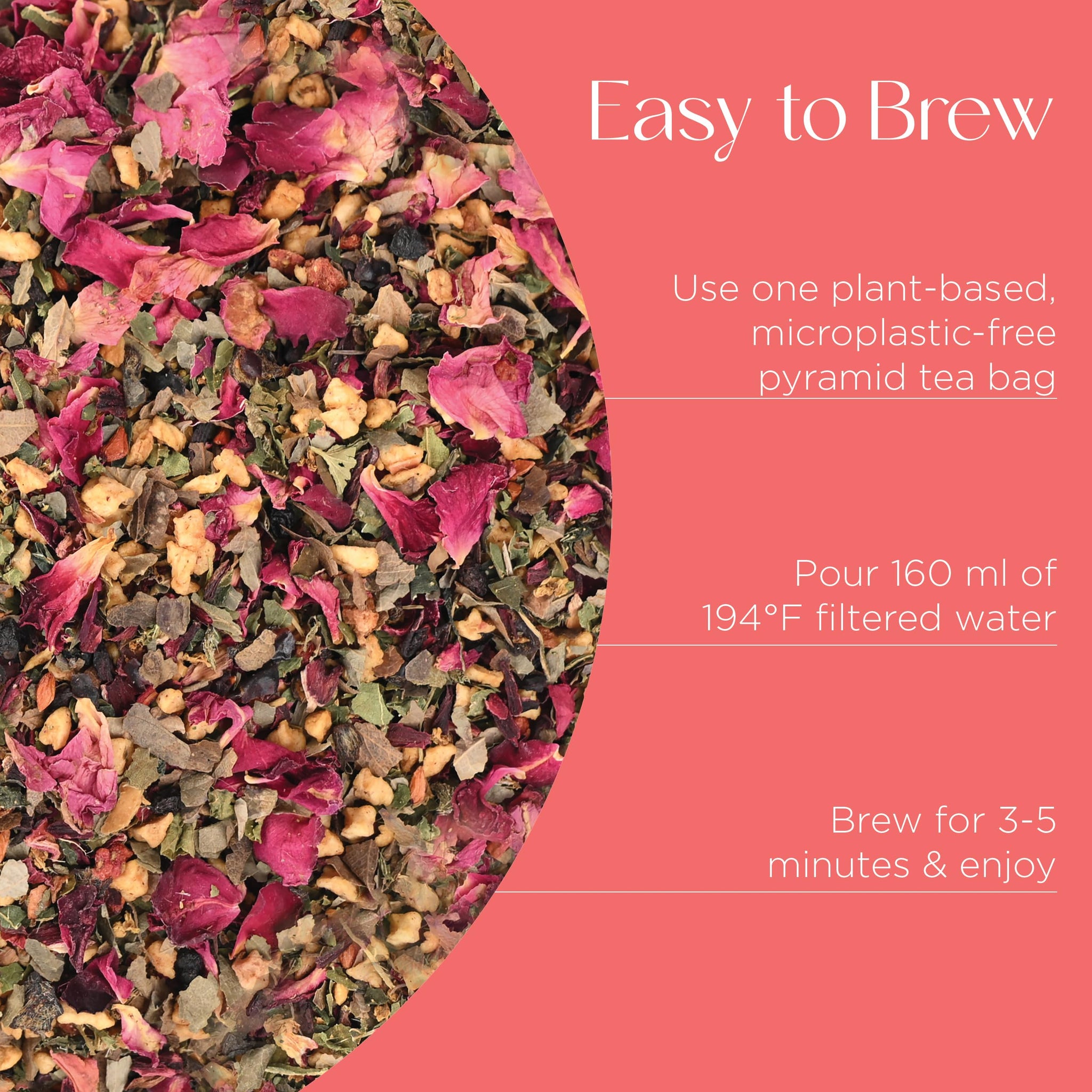 Brook37 Pink Rose Strawberry Eco Herbal Tea - Luxury Caffeine-Free Floral Blend with Hibiscus, Rose, Strawberry & Elderberry | Cold Brew or Mocktail |