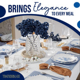 Trendables Disposable Plates For Party Supplies | Blue Floral Plastic Plates For Wedding 40 Pcs - 20 X 8 & 20 X 10 Dinner Plate Sets | Floral Plate