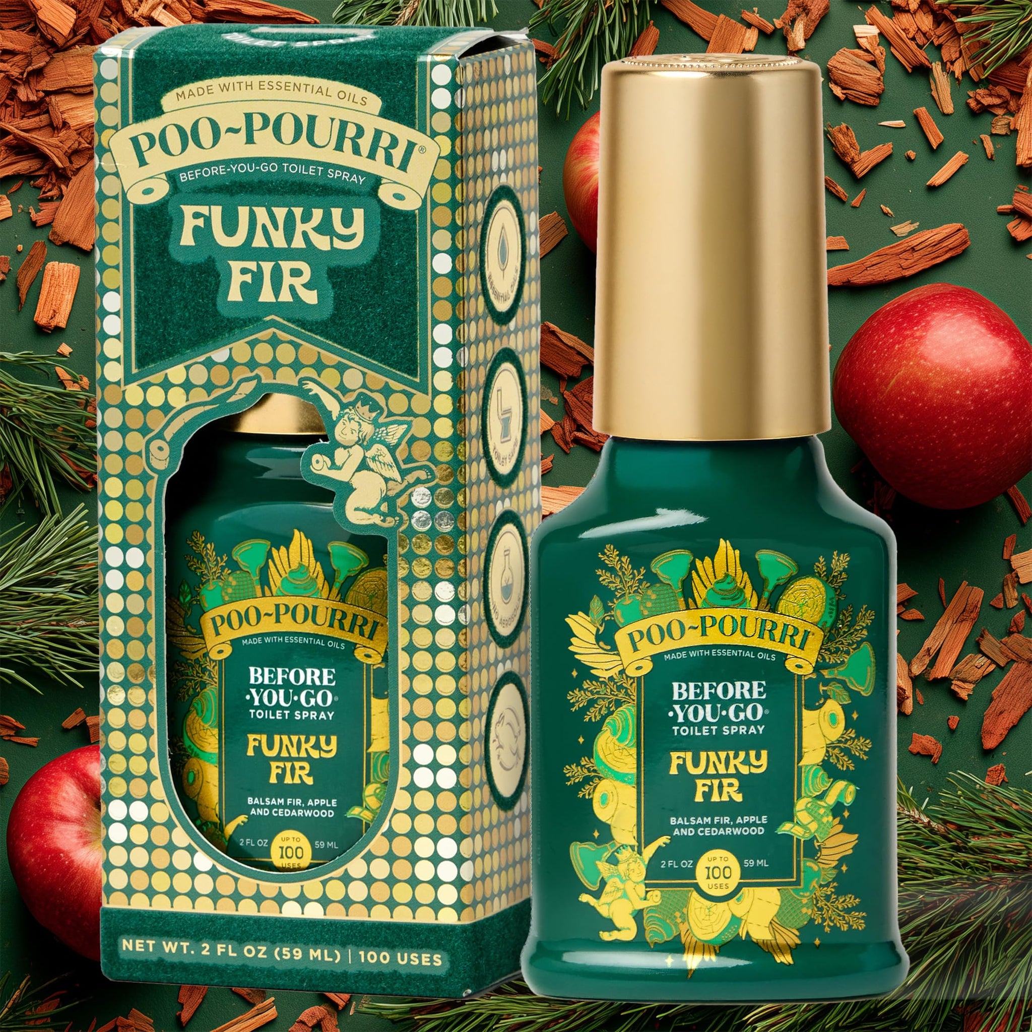 Poo-Pourri Holiday Before-You-Go Toilet Spray, Funky Fir, 2 Fl Oz - Balsam Fir, Apple and Cedarwood