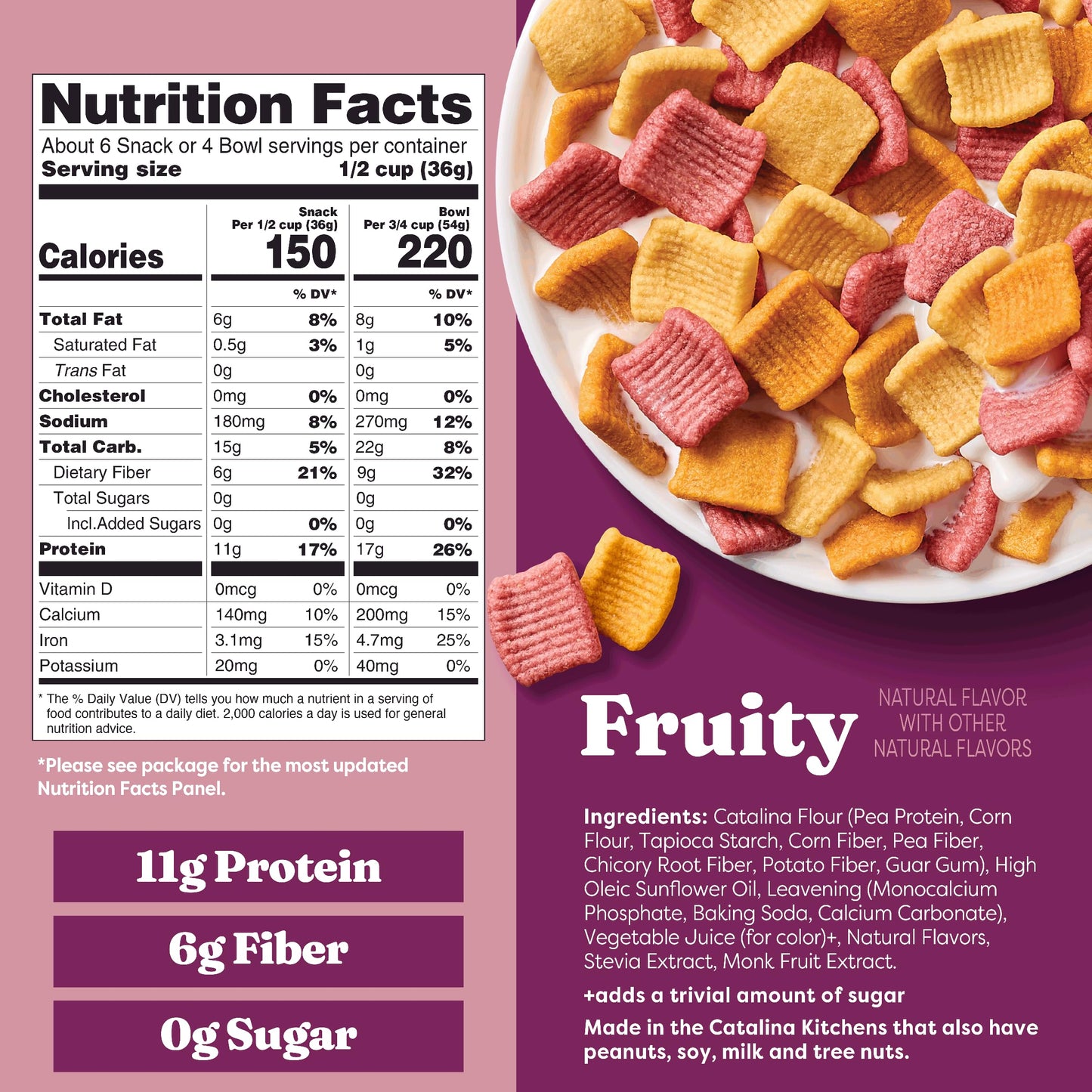 Catalina Crunch Protein Cereal - Sugar Free Breakfast Cereal with 11g of Protein - Gluten Free - Fruity - 8 oz. Bag (Pack of 1) (Packaging May Vary)