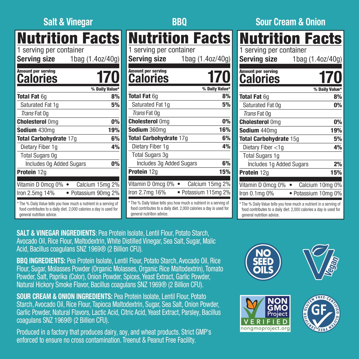 Wonderslim Protein Chips with Probiotics, Variety Pack | 12g Plant Protein, 170 Cal | High Protein Chips, Vegan, Gluten Free, Non-GMO | Made