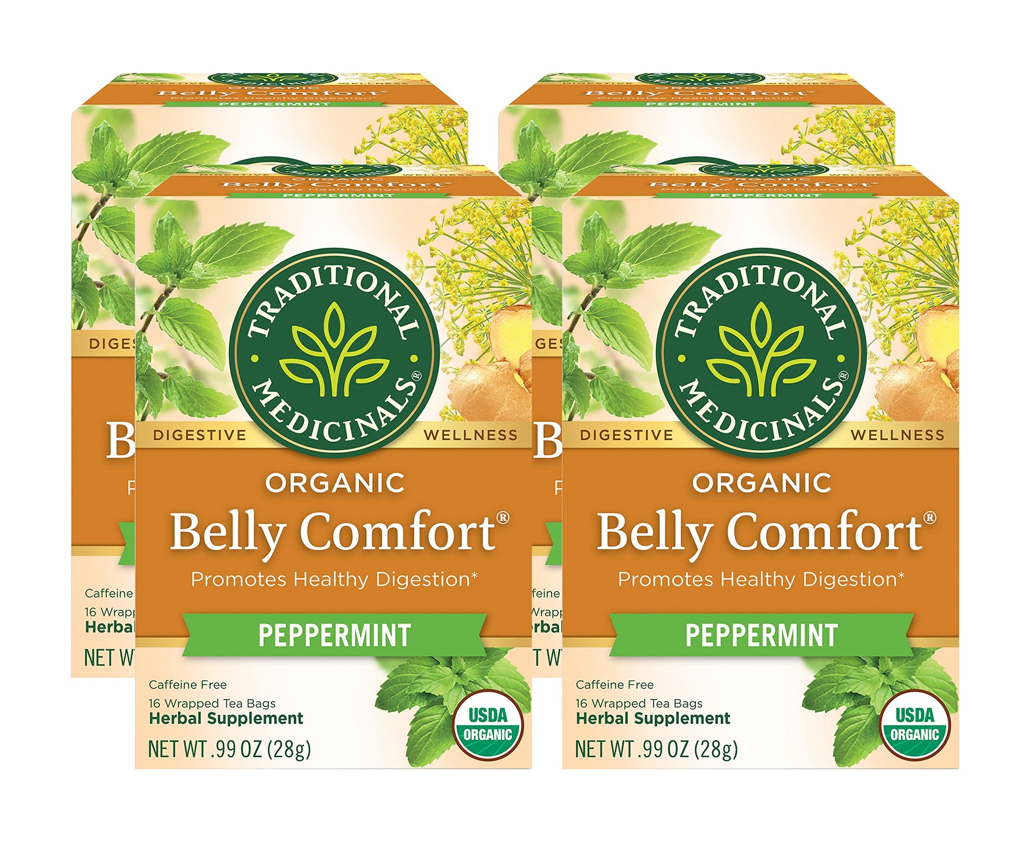 Pack of 4 x Traditional Medicinals Organic Eater's Digest Herbal Tea - 16 Tea