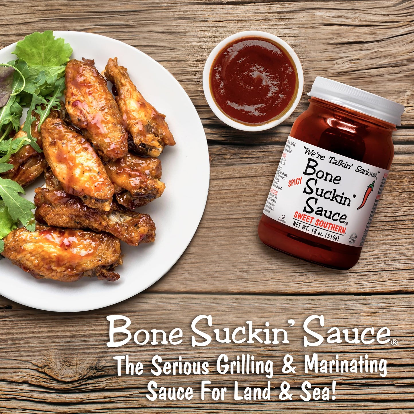 Bone Suckin' Sauce Sweet Southern BBQ Sauce - 18 oz in Glass Bottle, All-Purpose Barbecue Sauce, For Ribs, Chicken, Pork, Beef, Gluten-Free, Non-GMO