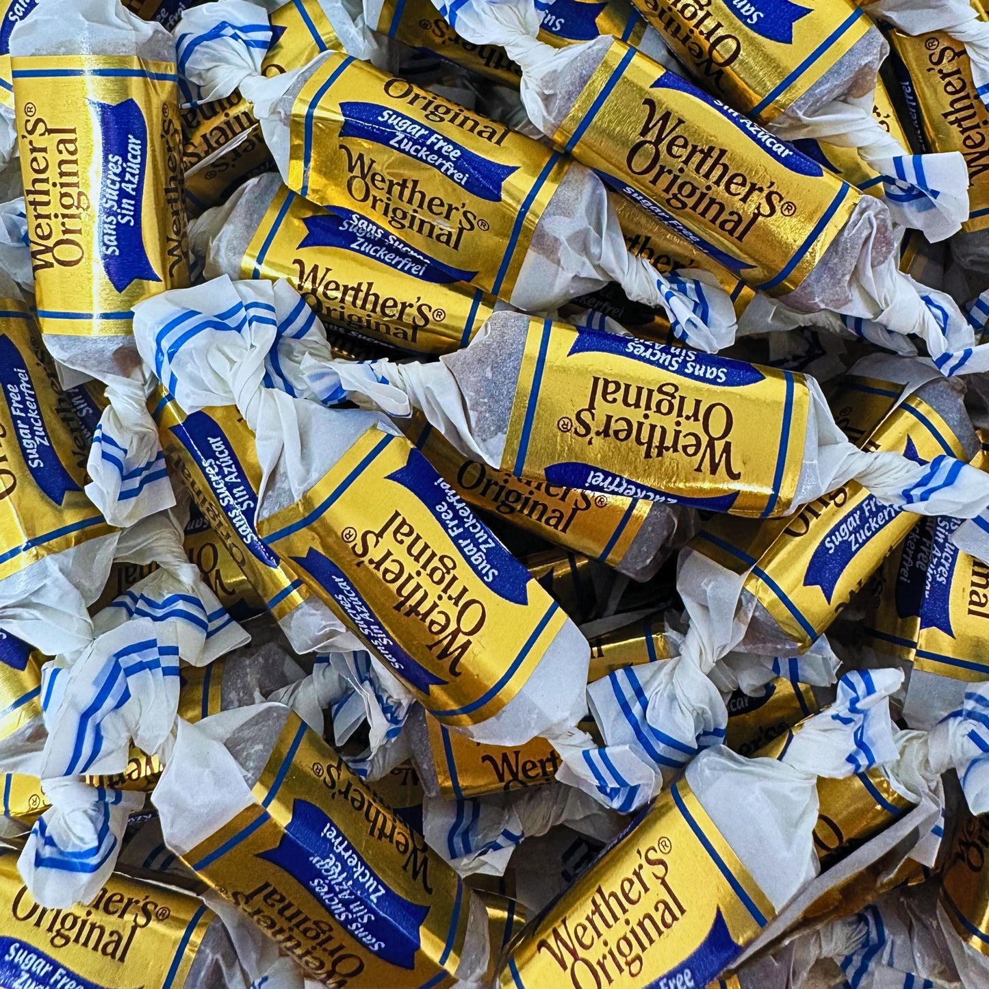 Werther's Original Premium Sugar Free Chewy Caramel Candies 1-Lb Individually Wrapped Low Carb Soft Chews Keto & Diabetic Friendly Candy (16-Oz)