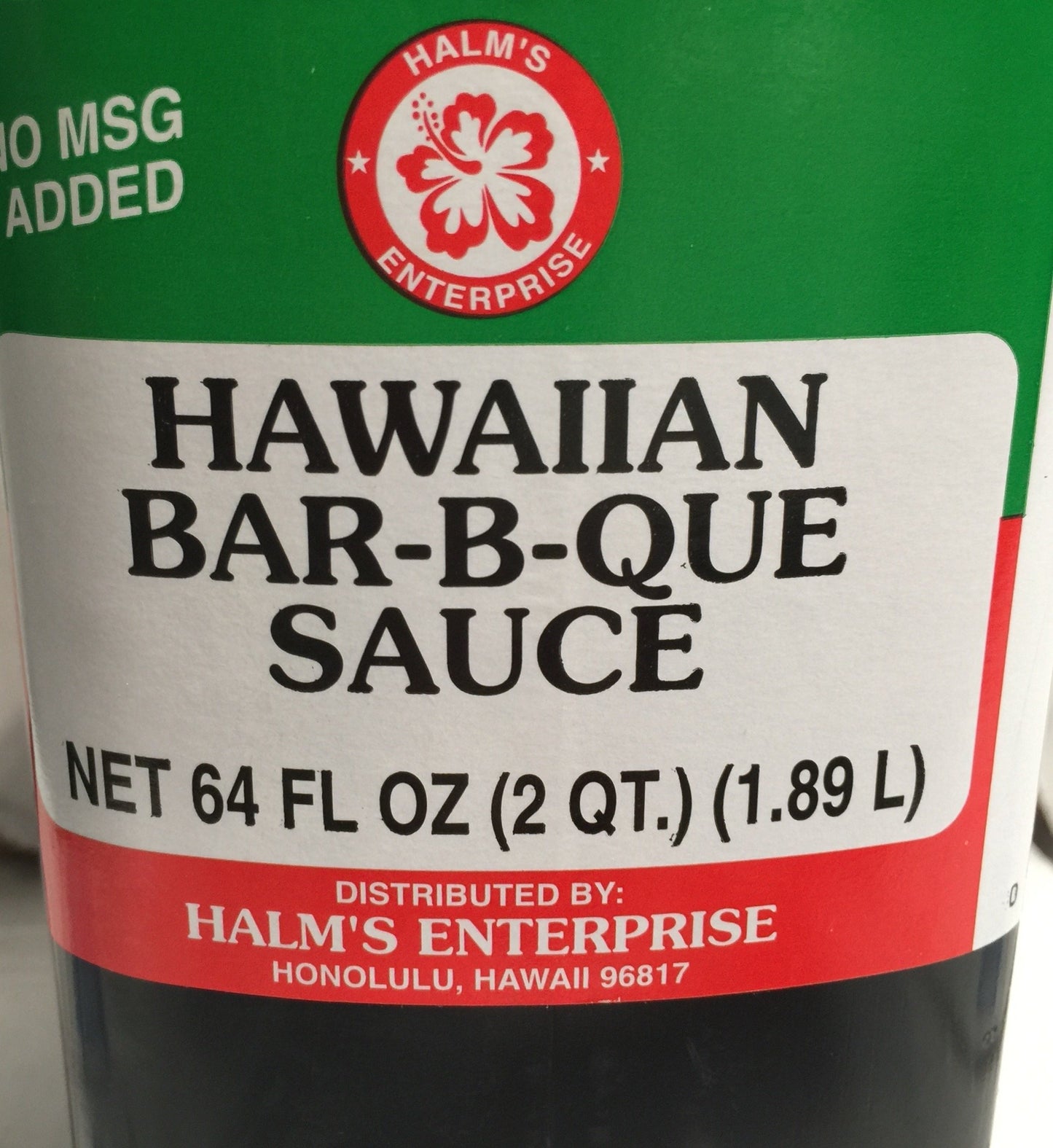 Halm's Hawaiian BBQ Bar-B-Que Sauce 64 Ounce Bottle