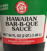 Halm's Hawaiian BBQ Bar-B-Que Sauce 64 Ounce Bottle